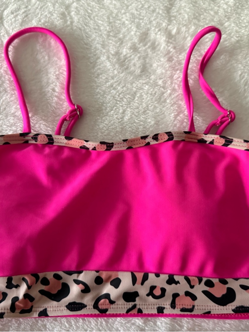 Boutique Hot Pink Leopard Girls 2 Piece Swimsuit Size 14/16 - Picture 2 of 8